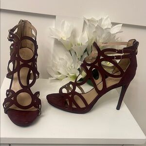 Elegant Burgundy Heeled Sandals